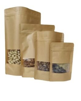 4*6 inches Kraft Paper Stand-up Zipper Pouches With Window